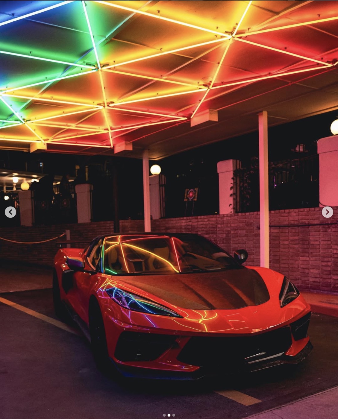 Corvette under neon