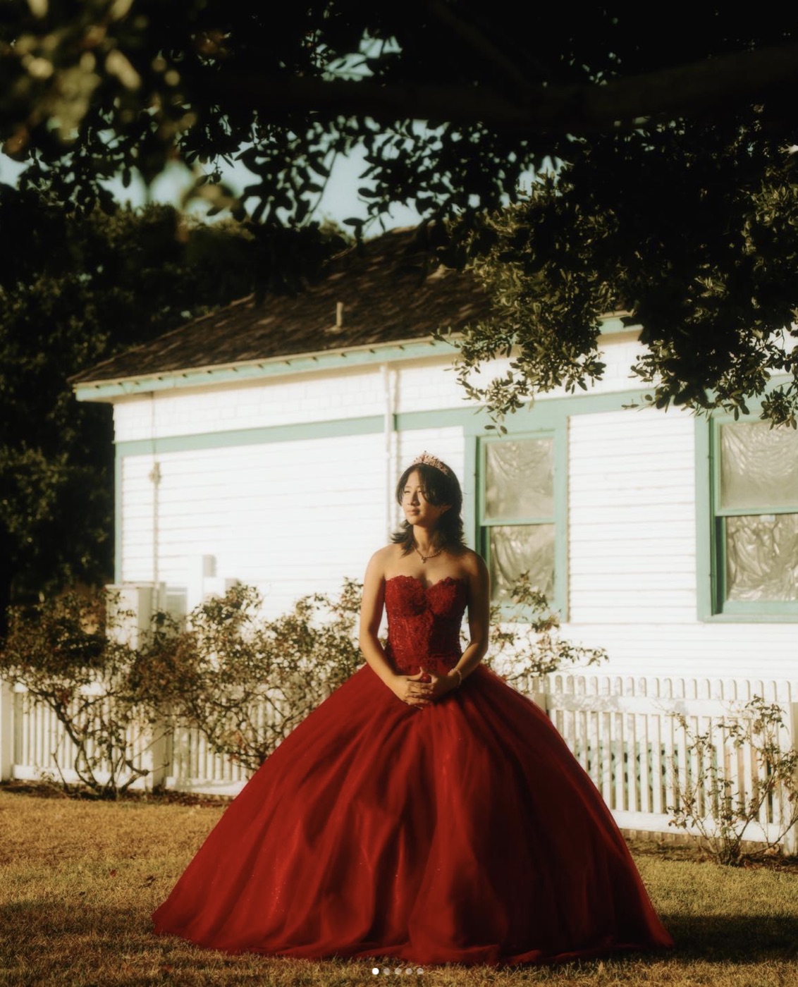 Quinceañera in a red dress