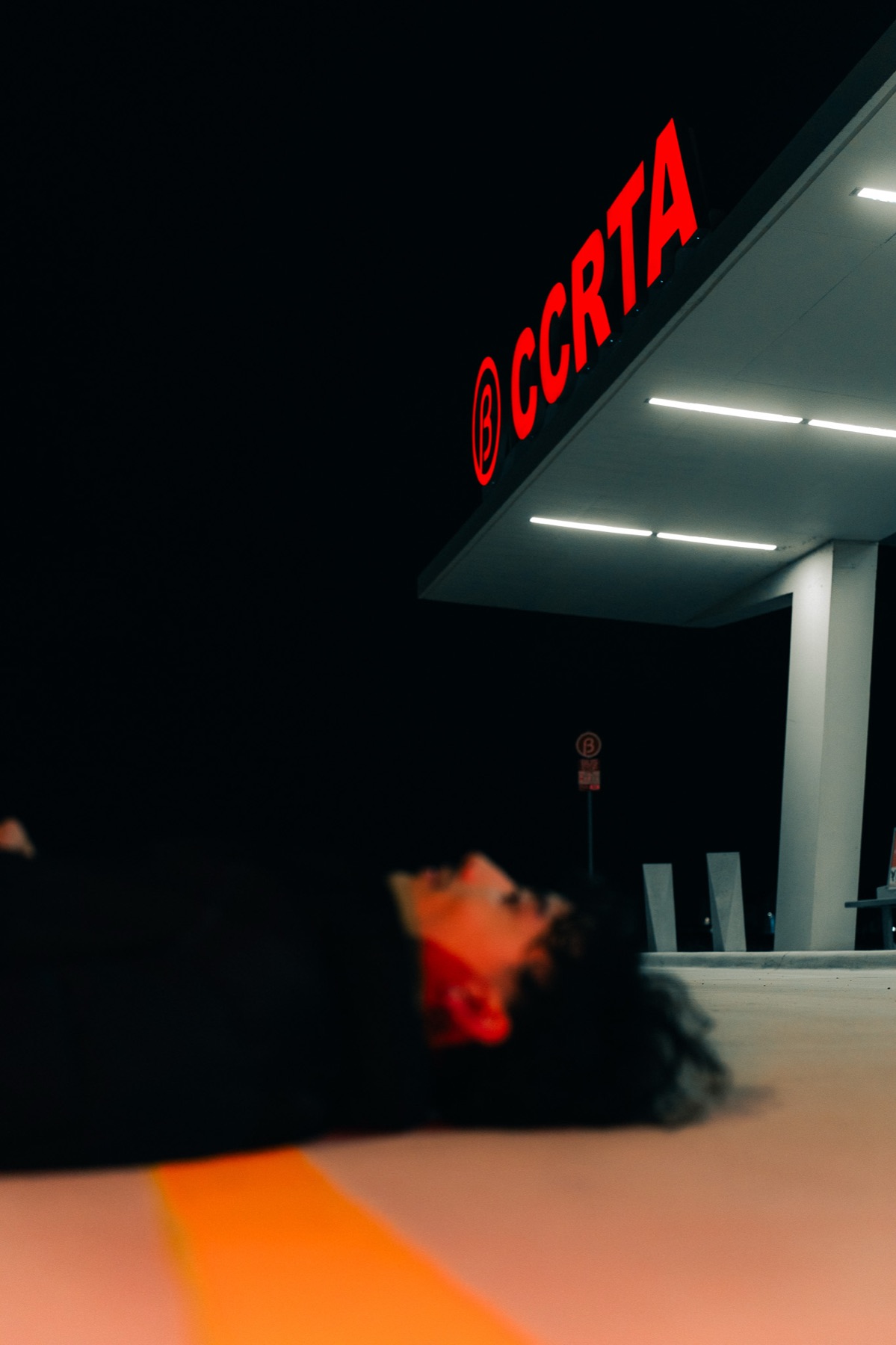 Portrait under neon lights
